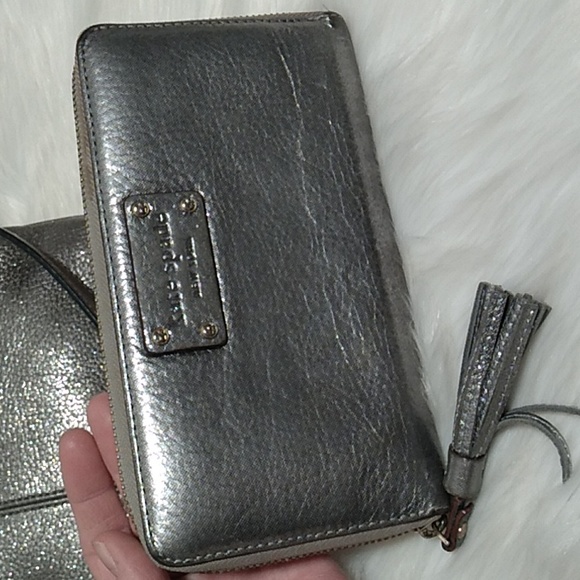 SALE! Kate Spade Oxidized Silver Metallic Tassels Crossbody & Matching Wallet - Picture 12 of 16